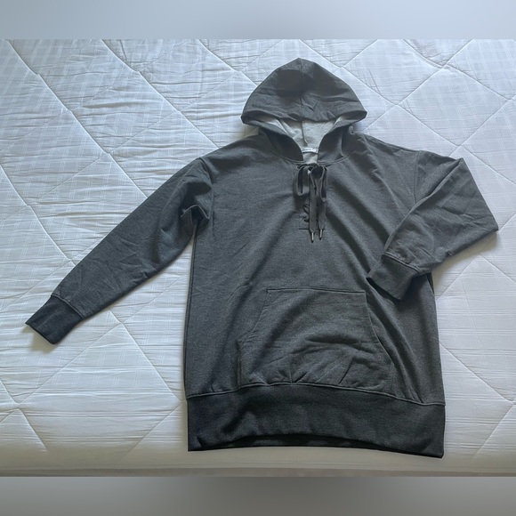 NWT Grey hoodie, lace-up front - Picture 2 of 6
